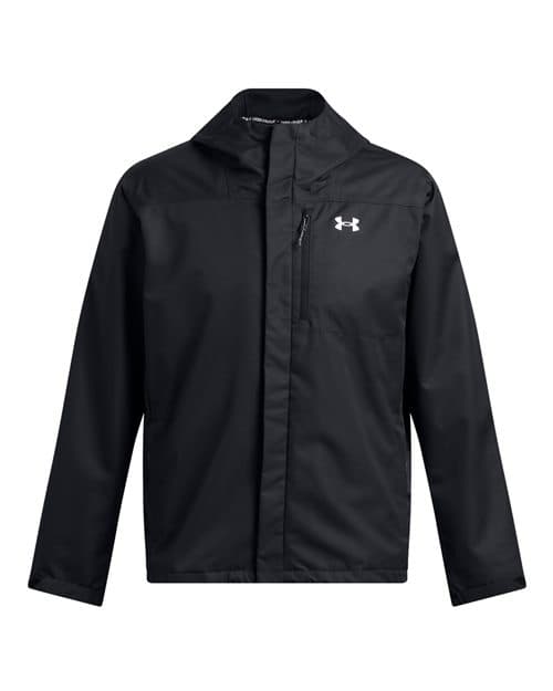 FLG Lacrosse Black/ White Men's Porter 3-in-1 2.0 Jacket, with the Block Lacrosse Be You — Carolina & White design, on the left chest, front view