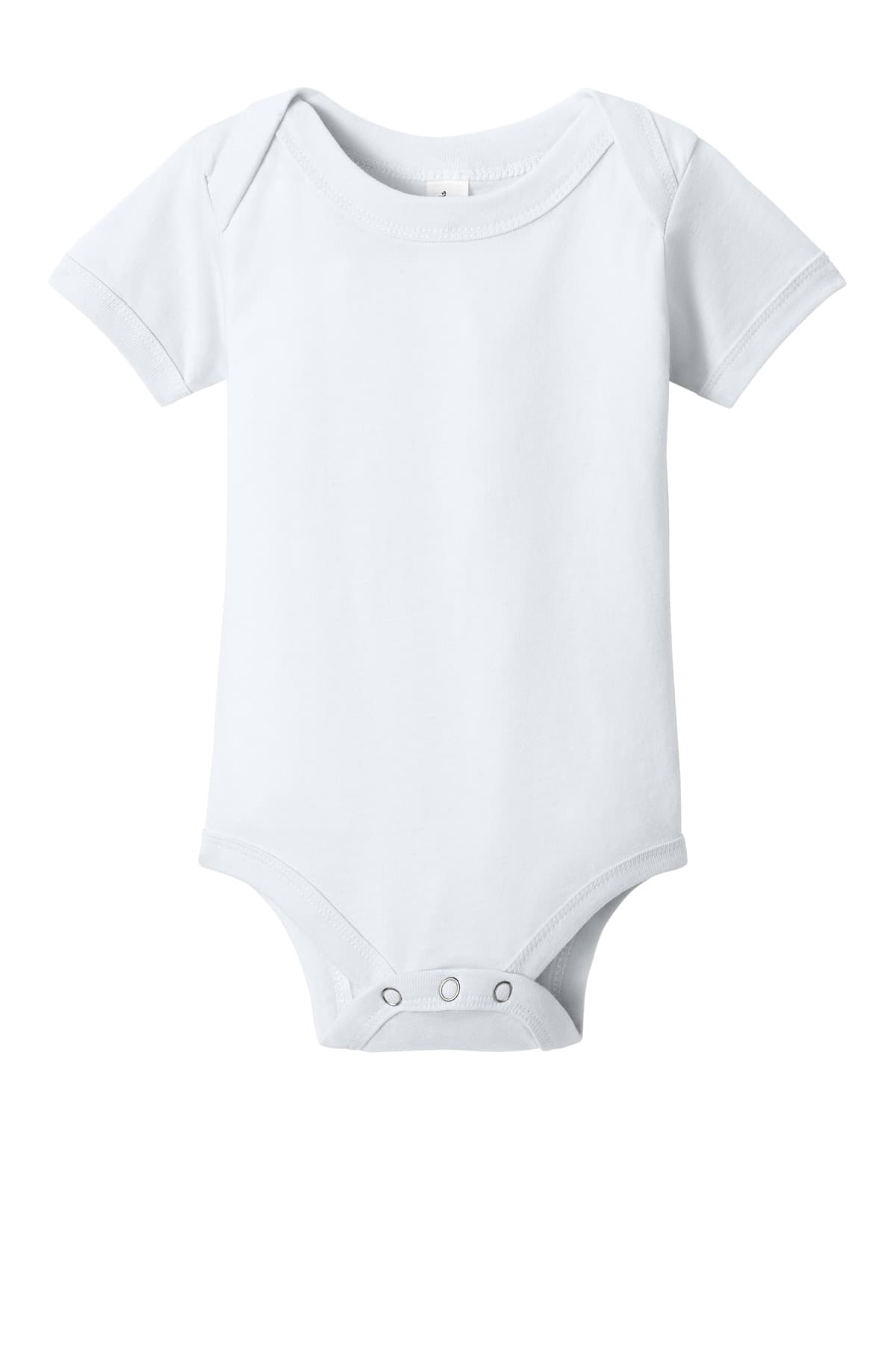 FLG Navy 2031 White BELLA+CANVAS Infant Jersey Short Sleeve One Piece, with the AAA Arched Collegiate design, on the front number, front view