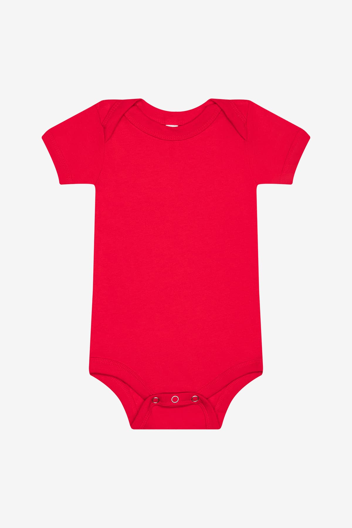 FLG Lacrosse Red BELLA+CANVAS Infant Jersey Short Sleeve One Piece, with the Block Lacrosse Be You Stacked — Carolina & White design, on the front number, front view