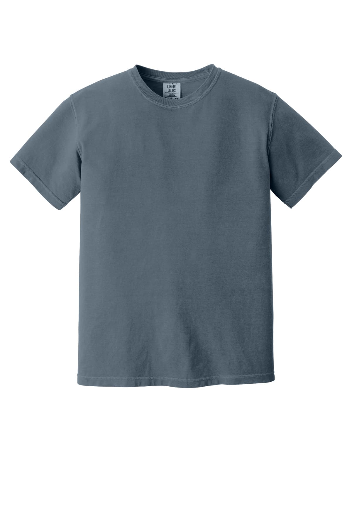 FLG Lacrosse Denim COMFORT COLORS Heavyweight Ring Spun Tee, with the Block Lacrosse Be You Stacked — Carolina & White design, on the full chest, front view