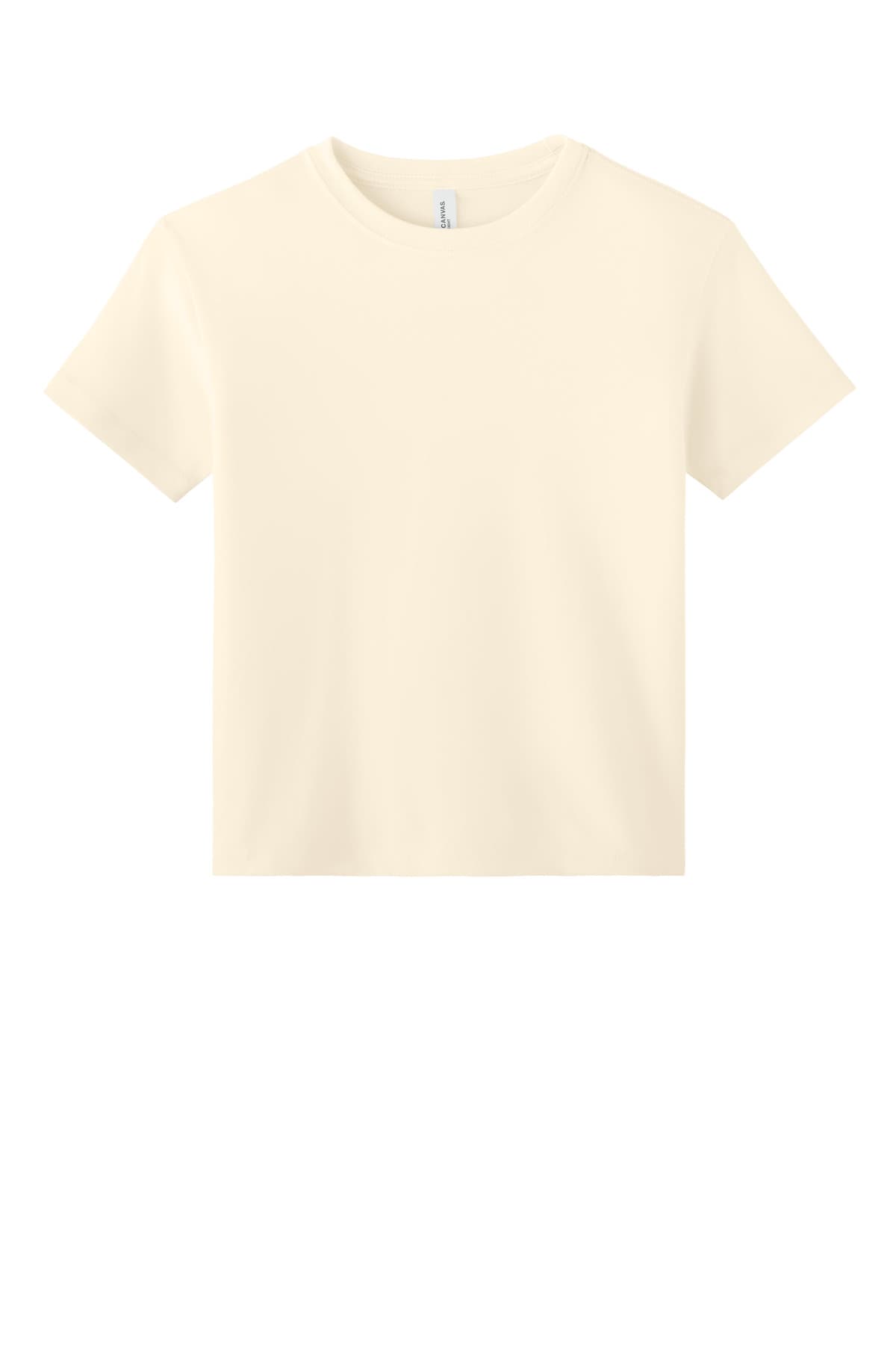 FLG Lacrosse Natural BELLA+CANVAS Youth 6-Ounce Heavyweight Tee, with the Long Island Lacrosse Stick Circle — Carolina & White design, on the full chest, front view
