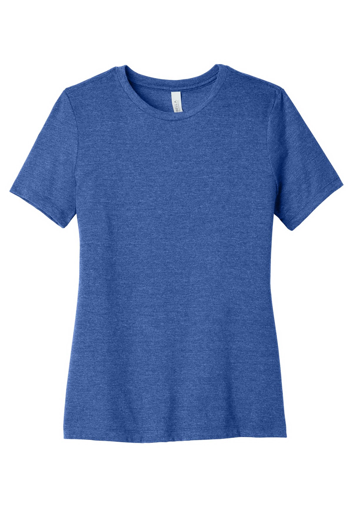 FLG Lacrosse BlueTB BELLA+CANVAS Women's Relaxed Triblend Tee, with the Block Lacrosse — Carolina design, on the full chest, front view