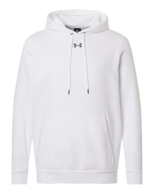 FLG Lacrosse White/ Pitch Grey Medium Heather Men's Team Icon Fleece Hooded Sweatshirt, with the Block Be You — Navy & White design, on the full front, front view
