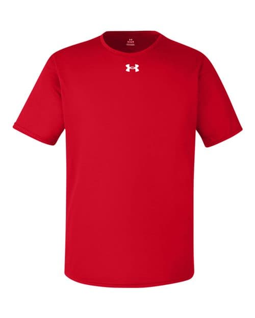 FLG Lacrosse Red/ White Men's Team Tech™ T-Shirt, with the Block Lacrosse Be You — Carolina & White design, on the full chest, front view