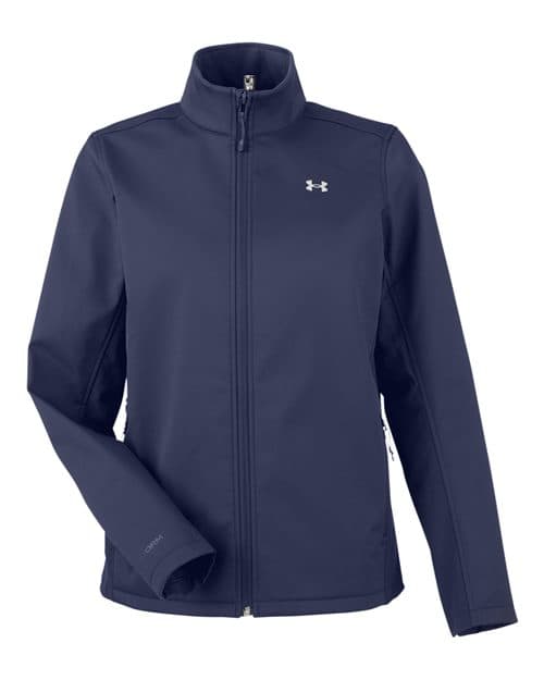 FLG Lacrosse Midnight Navy/ White Women's ColdGear® Infrared Shield 2.0 Jacket, with the Block Lacrosse — Carolina design, on the left chest, front view