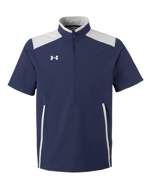 FLG Lacrosse Midnight Navy/ White Men's Motivate 3.0 Short Sleeve Half-Zip, with the Block Lacrosse Be You — Carolina & White design, on the left chest, front view