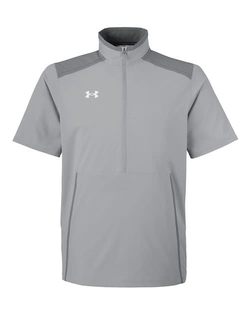 FLG Navy 2031 Mod Grey/ White Men's Motivate 3.0 Short Sleeve Half-Zip, with no design, front view