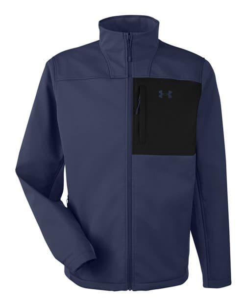FLG Lacrosse Midnight Navy/ Midnight Navy Men's ColdGear® Infrared Shield 2.0 Jacket, with the Block Lacrosse — Carolina design, on the left chest, front view