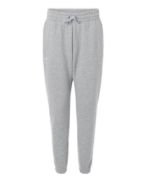 FLG Navy 2031 Mod Grey Light Heather/ White Men's Icon Fleece Joggers, with no design, front view