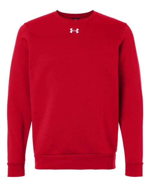 FLG Lacrosse Red/ White Men's Team Icon Fleece Crew, with the Block Lacrosse — Carolina design, on the full front, front view