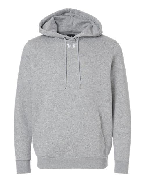 FLG Navy 2031 Mod Grey Light Heather/ White Men's Team Icon Fleece Hooded Sweatshirt, with the Logo Trident Mark design, on the pocket logo, front view
