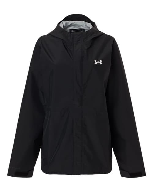 FLG Lacrosse Black/ White Men's Cloudstrike Jacket, with the Love of the Game Circle Badge Full Color design, on the left chest, front view