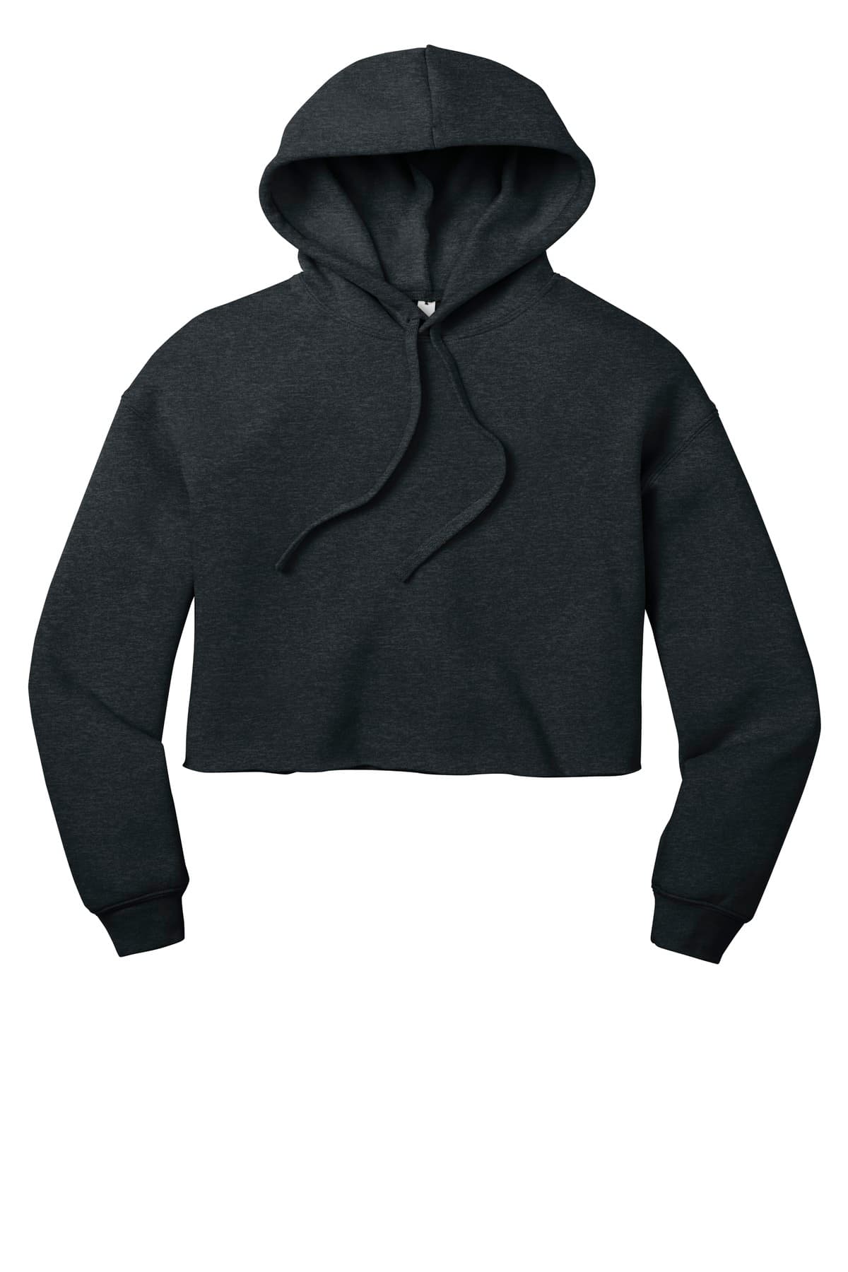 FLG Lacrosse Dark Grey Ht BELLA+CANVAS Women's Sponge Fleece Cropped Fleece Hoodie, with the Block Lacrosse Be Your R Best Stacked — Carolina & Navy design, on the full front, front view