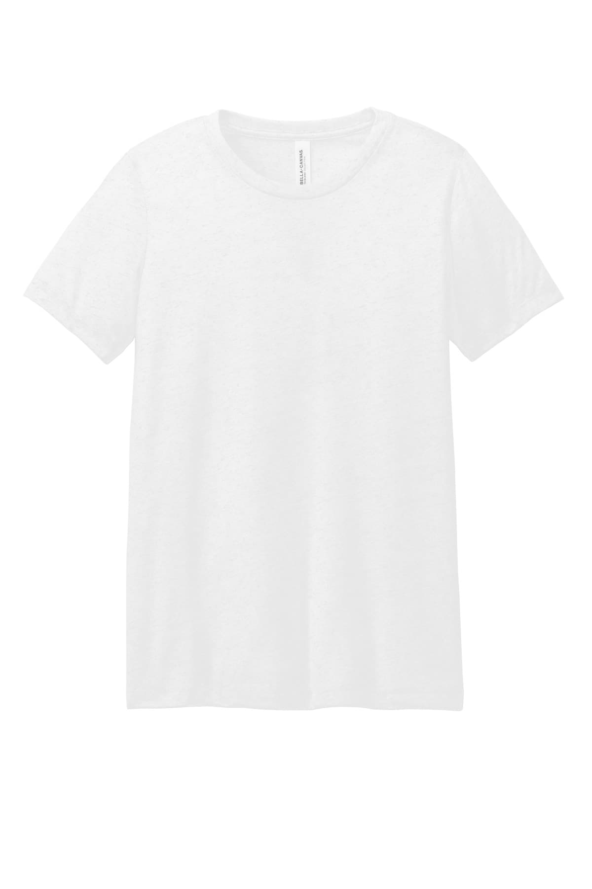 FLG Lacrosse SolidWhtTB BELLA+CANVAS Women's Relaxed Triblend Tee, with the Love of the Game Circle Badge Full Color design, on the full chest, front view