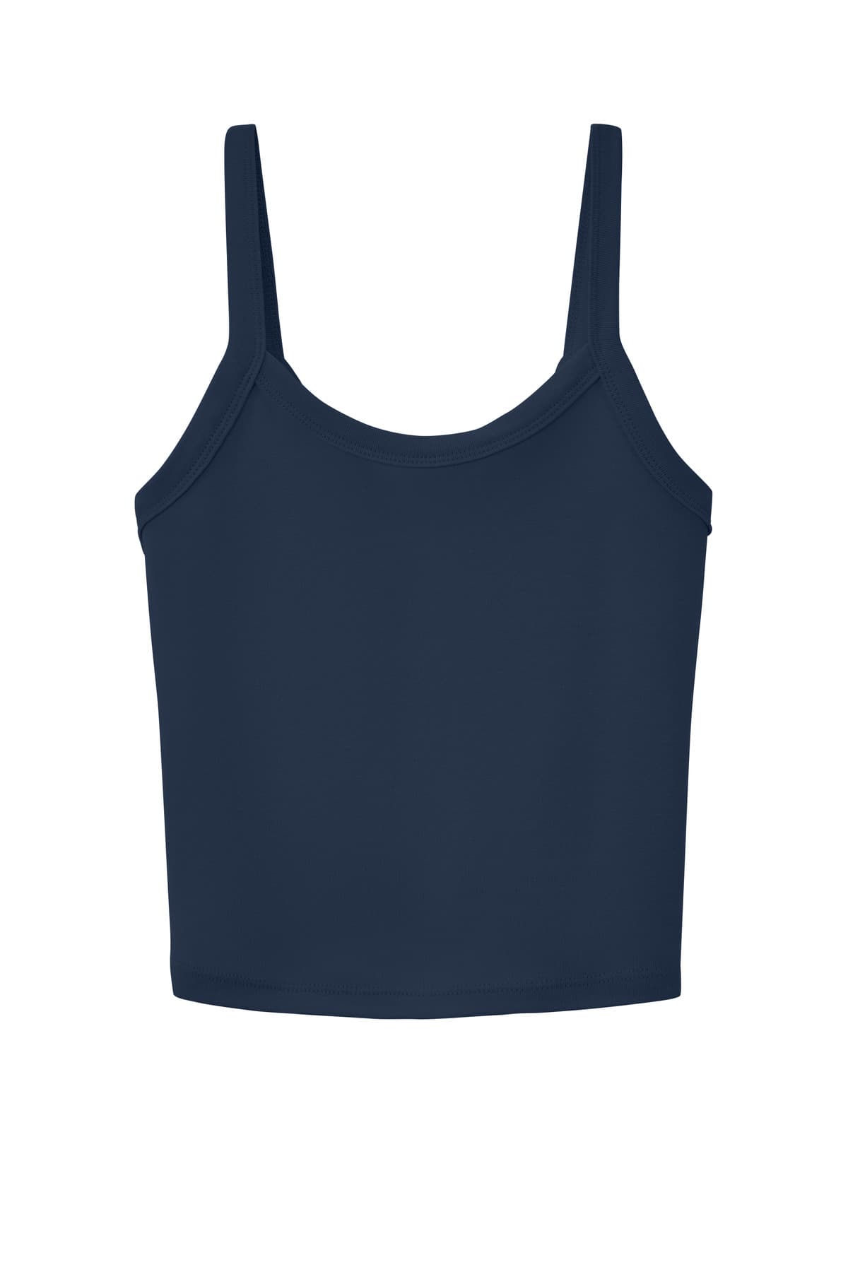 FLG Lacrosse SdNvyBlend BELLA+CANVAS Women's Micro Rib Spaghetti Strap Tank, with the Love of the Game Circle Badge Full Color design, on the full front, front view