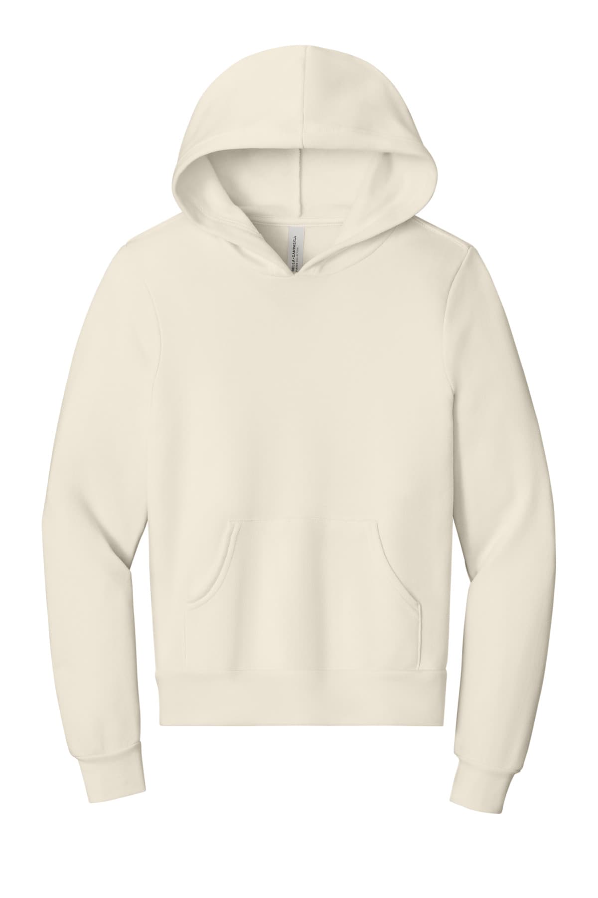 FLG Navy 2031 Natural BELLA+CANVAS Youth Sponge Fleece Pullover Hoodie, with the AAA Arched Collegiate design, on the full front, front view
