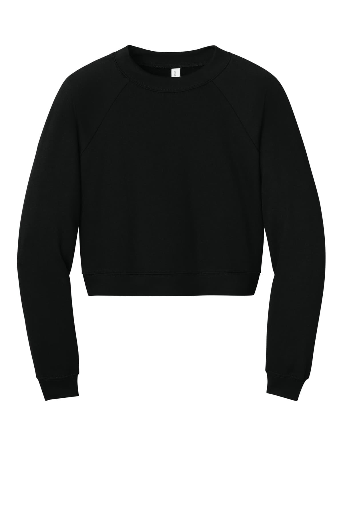 FLG Lacrosse Black BELLA+CANVAS Women's Raglan Pullover Sponge Fleece, with the Block Lacrosse Be You Stacked — Carolina & White design, on the full front, front view