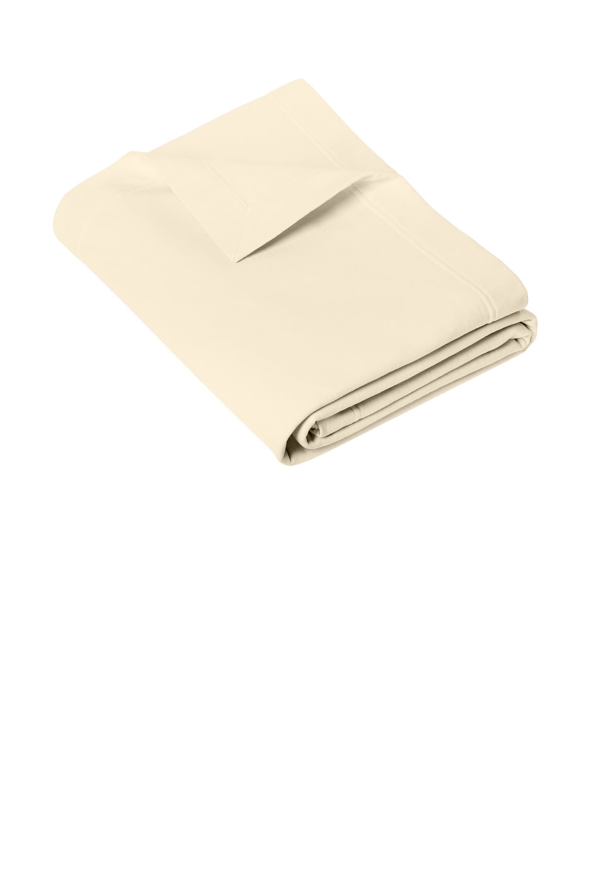 FLG Lacrosse Ivory Comfort Colors Fleece Dorm Blanket, with the Script Lacrosse Be You R Best — Carolina & Navy design, on the center front, front view