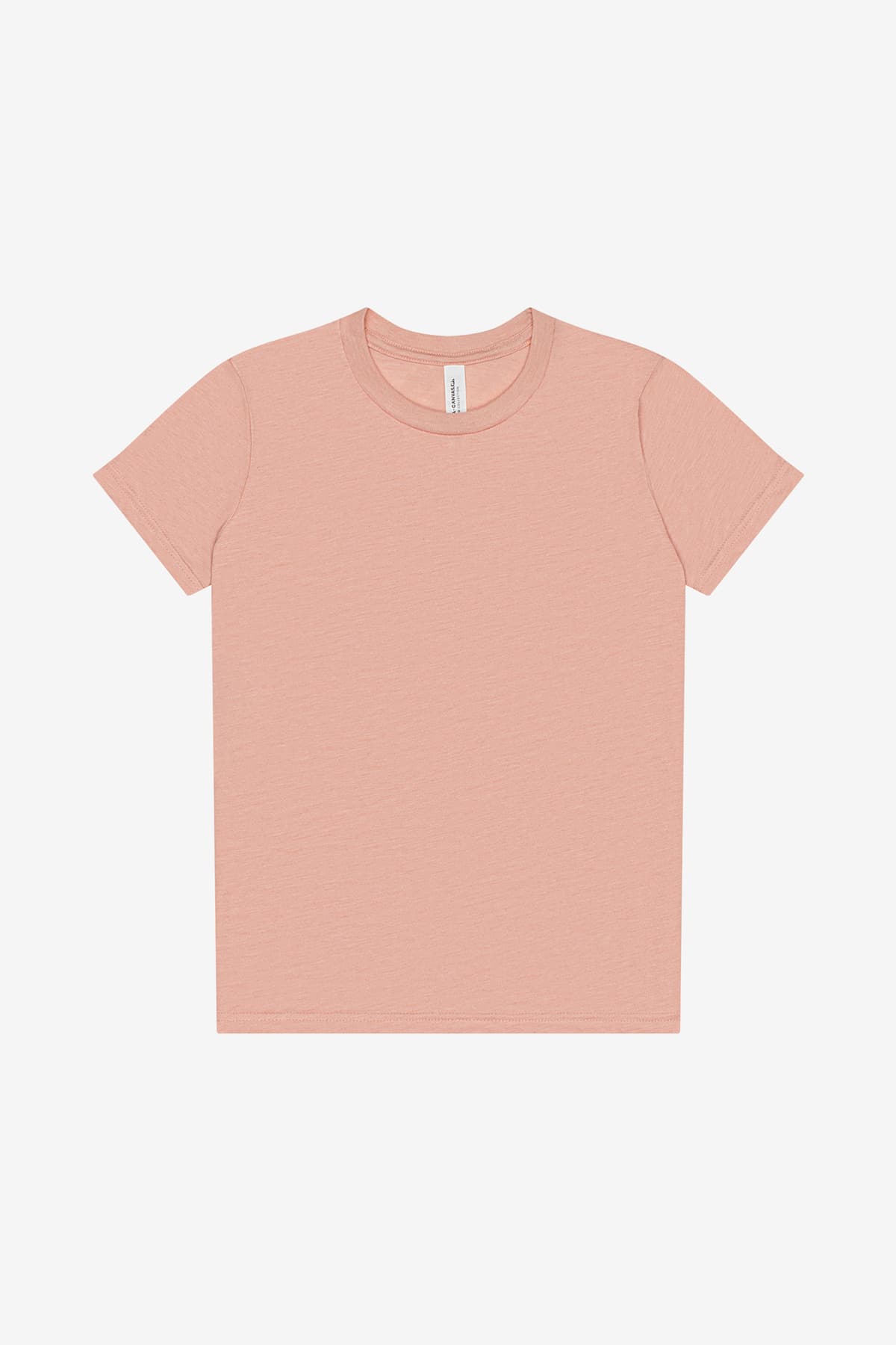 FLG Navy 2031 PeachTB BELLA+CANVAS Youth Triblend Short Sleeve Tee, with the AAA Arched Collegiate design, on the full chest, front view