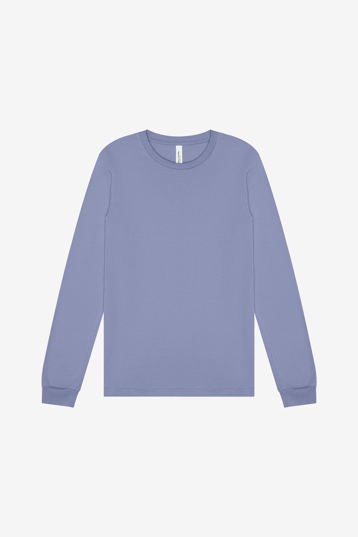 FLG Navy 2031 LavenderBl BELLA+CANVAS Unisex Jersey Long Sleeve Tee, with the AAA Arched Collegiate design, on the full chest, front view