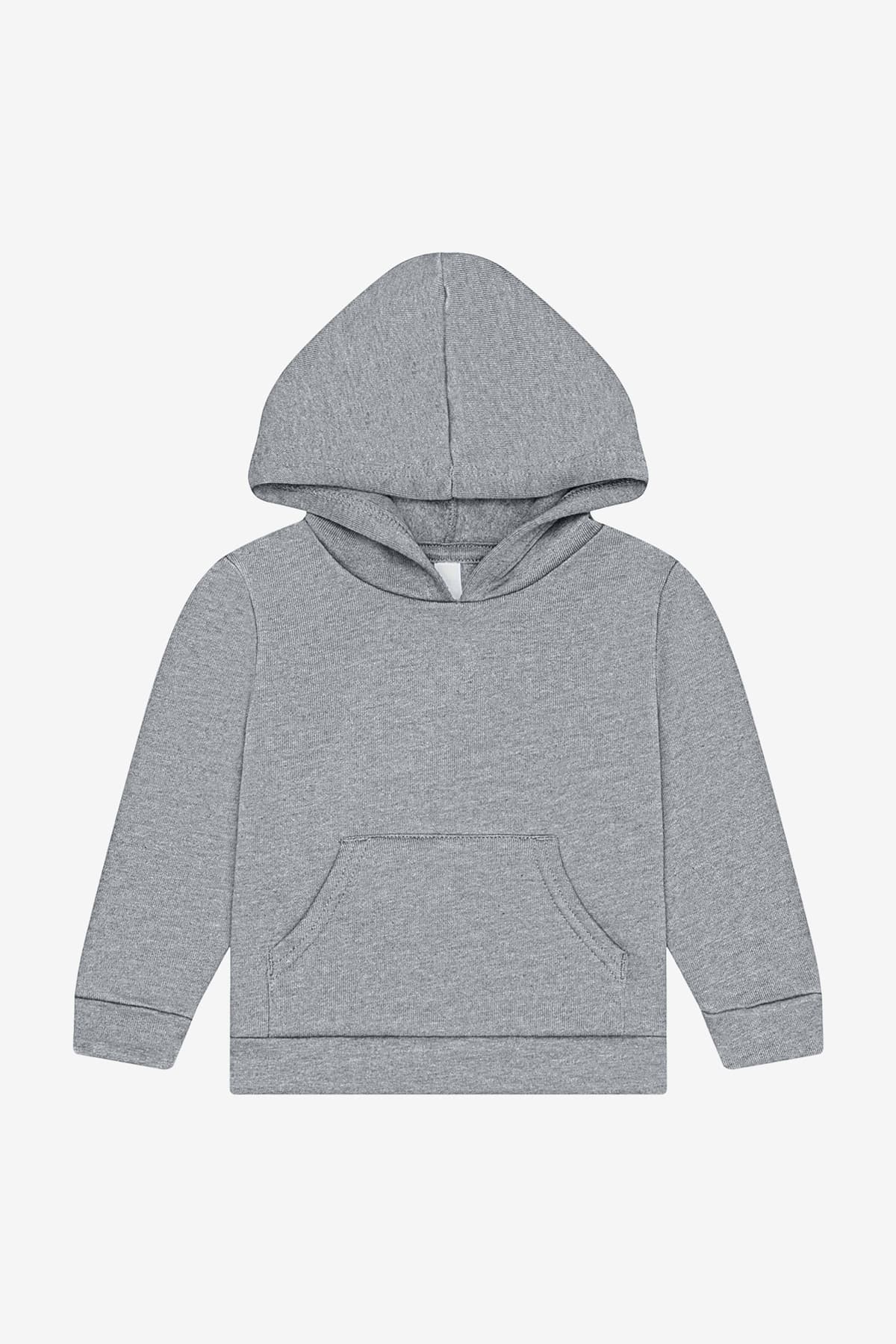 FLG Navy 2031 AthlHthr BELLA+CANVAS Toddler Sponge Fleece Hooded Sweatshirt, with the AAA Arched Collegiate design, on the full front, front view