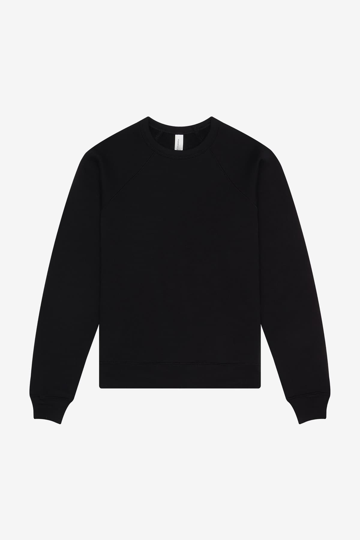 FLG Lacrosse Black BELLA+CANVAS Youth Sponge Fleece Raglan Sweatshirt, with the Love of the Game Circle Badge Full Color design, on the full front, front view